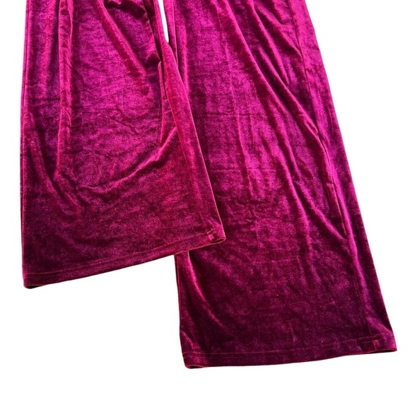 Cider Burgundy Velvet Jumpsuit Corset Style Wide Leg Holiday Christmas Large NWT - Picture 6 of 10